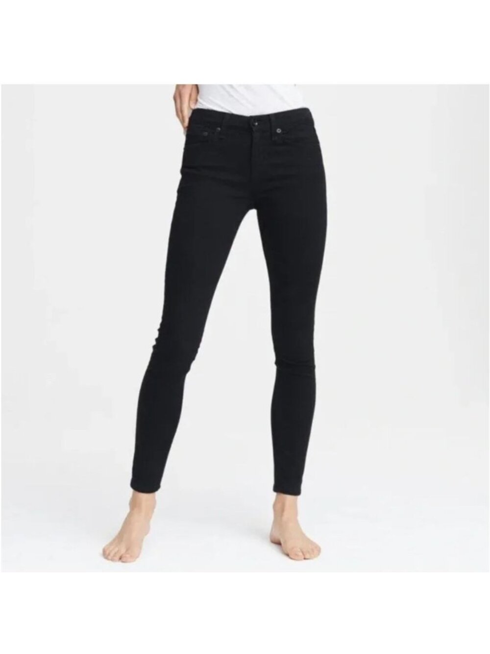 New Rag & Bone Cate Mid Rise Skinny Jeans in No Fade Black 31
